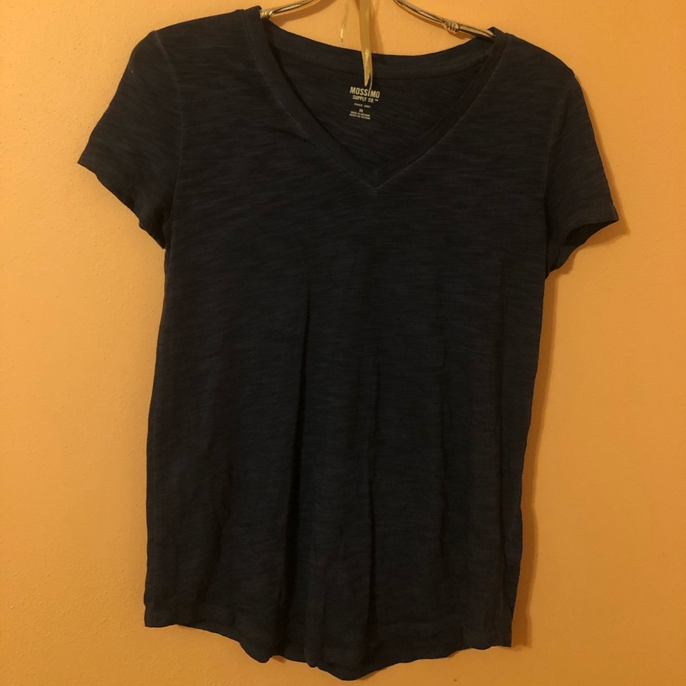 Dark Blue Simple V-Neck Tee